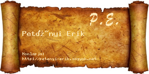 Petényi Erik névjegykártya