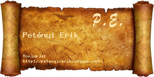 Petényi Erik névjegykártya